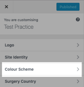 Screenshot of customiser sidebar