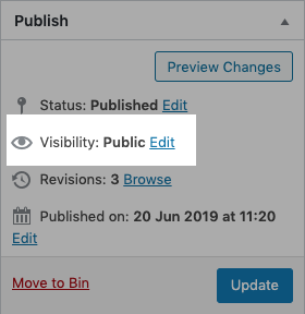 Screenshot of news item options