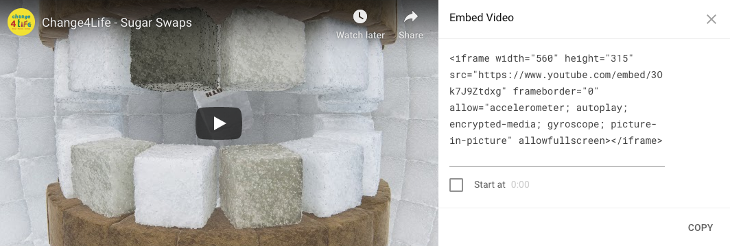 Screenshot of the code available to embed into the editor