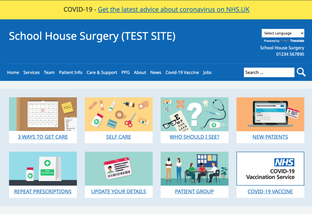 School House surgery demo site screenshot